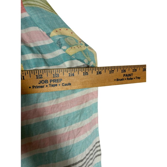 Tommy Bahama Womens Medium Blue Pink Striped Linen Blend Halter Smocked Dress - Picture 6 of 8